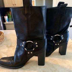 Black Michael Kors Heeled Moto Boots